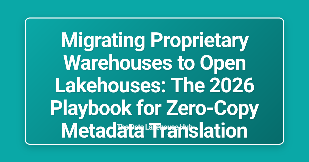 Migrating Proprietary Warehouses to Open Lakehouses: The 2026 Playbook for Zero-Copy Metadata Translation