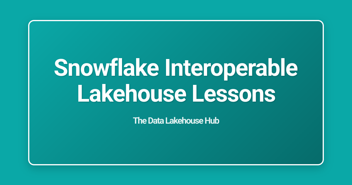 Snowflake Interoperable Lakehouse Lessons
